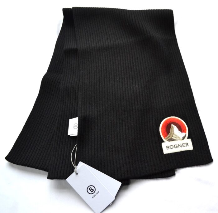 BOGNER SCHAL HERREN DAMEN BAILEE SCHWARZ LOGO PATCH 180x25 NEU