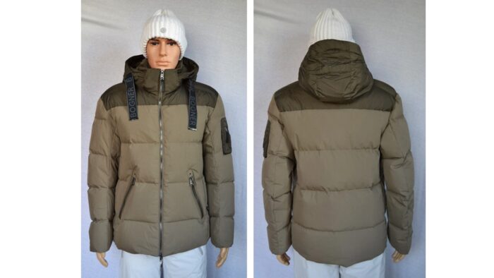 BOGNER JAMY D HERREN DAUNENJACKE OLIV LOGO BÄNDER Gr 50 52 54 L XL XXL NEU