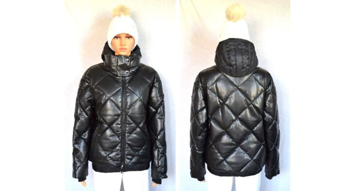 BOGNER LISSI-D DAMEN TECH LEDER SKIJACKE SCHWARZ JACKE Gr 34-36 XS-S NEU