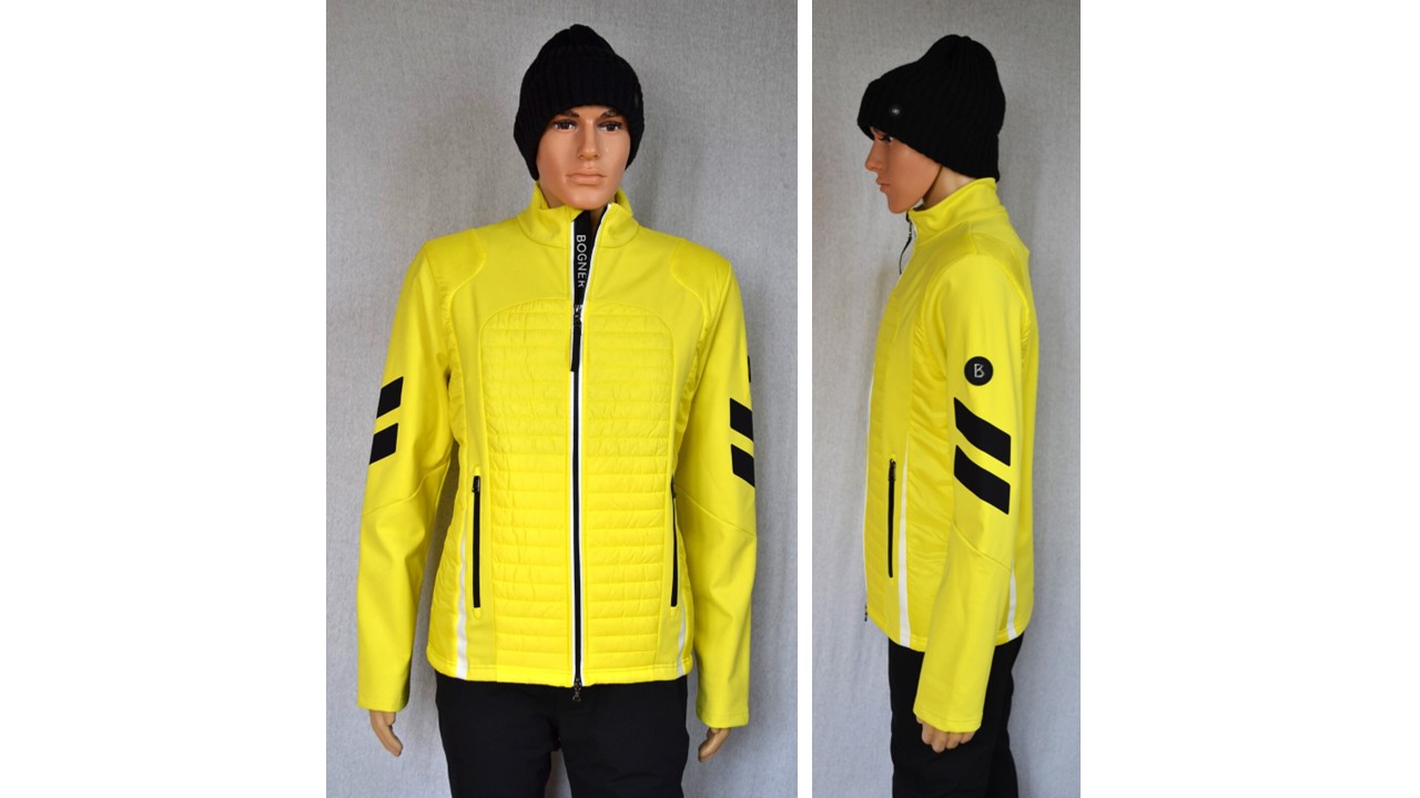 BOGNER XANDO HERREN JACKE HYBRIDJACKE SKI SOFTSHELL JACKE GELB Gr M 48NEU
