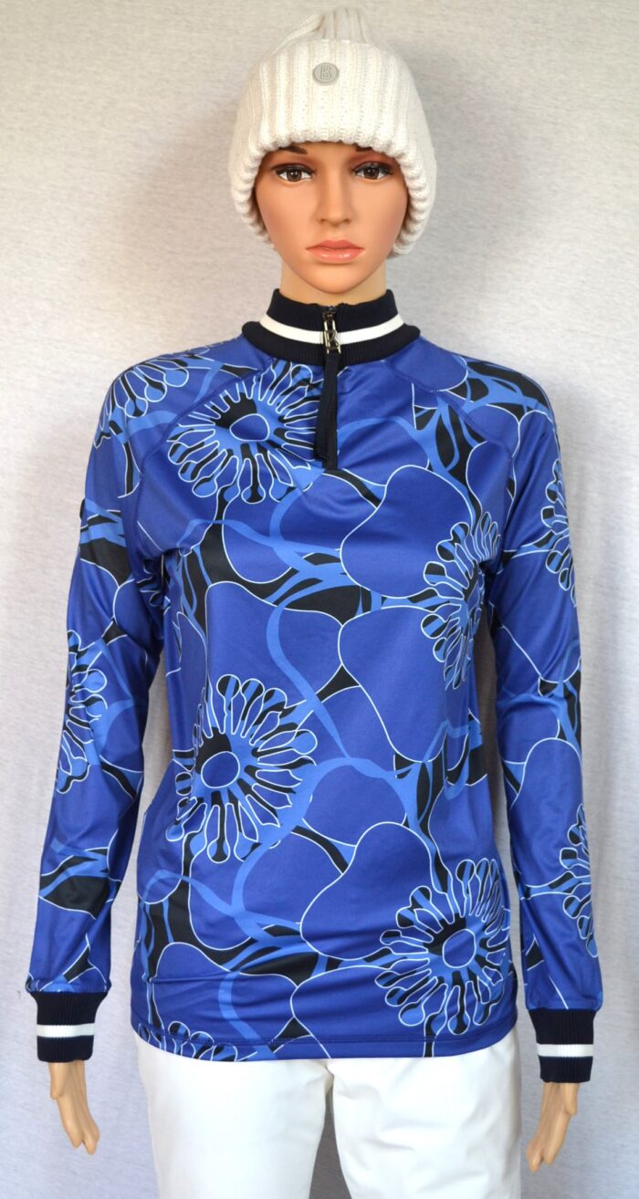 BOGNER DAMEN SKI FIRST LAYER STRETCH UNTERZIEHER BLAU PRINT Gr 38 M NEU