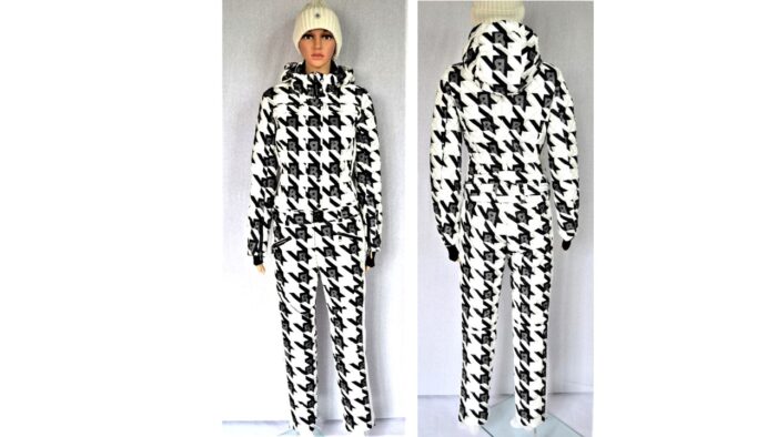 BOGNER GRETA DAMEN DAUNEN SKIANZUG SKI SUIT OVERALL LOGO MUSTER Gr 36L S NEU