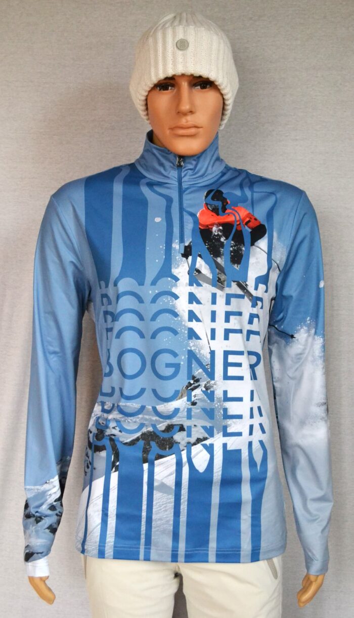 BOGNER VERTI HERREN SKI LONGSLEEVE FIRST LAYER STRETCH UNTERZIEHER BLAU MUSTER Gr L NEU – Bild 2