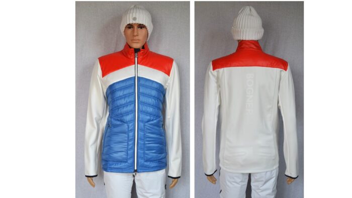 BOGNER KOLYA HERREN HYBRIDJACKE SKI SOFTSHELL JACKE BLAU-ROT Stretch Gr 50 L NEU
