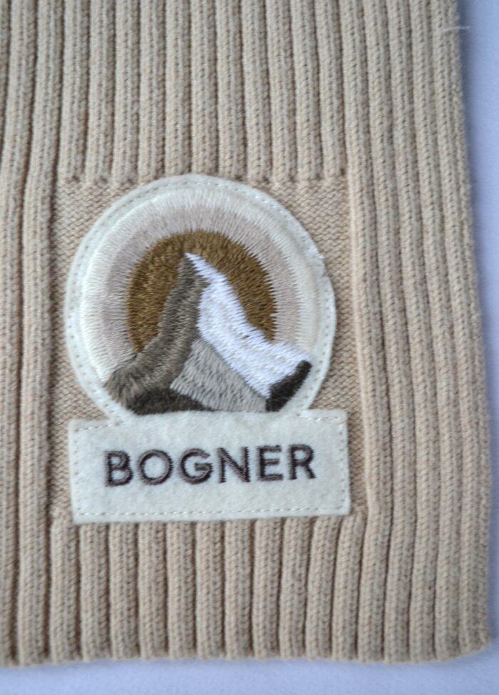 BOGNER SCHAL HERREN DAMEN BAILEE BEIGE LOGO PATCH 180x25 NEU – Bild 4