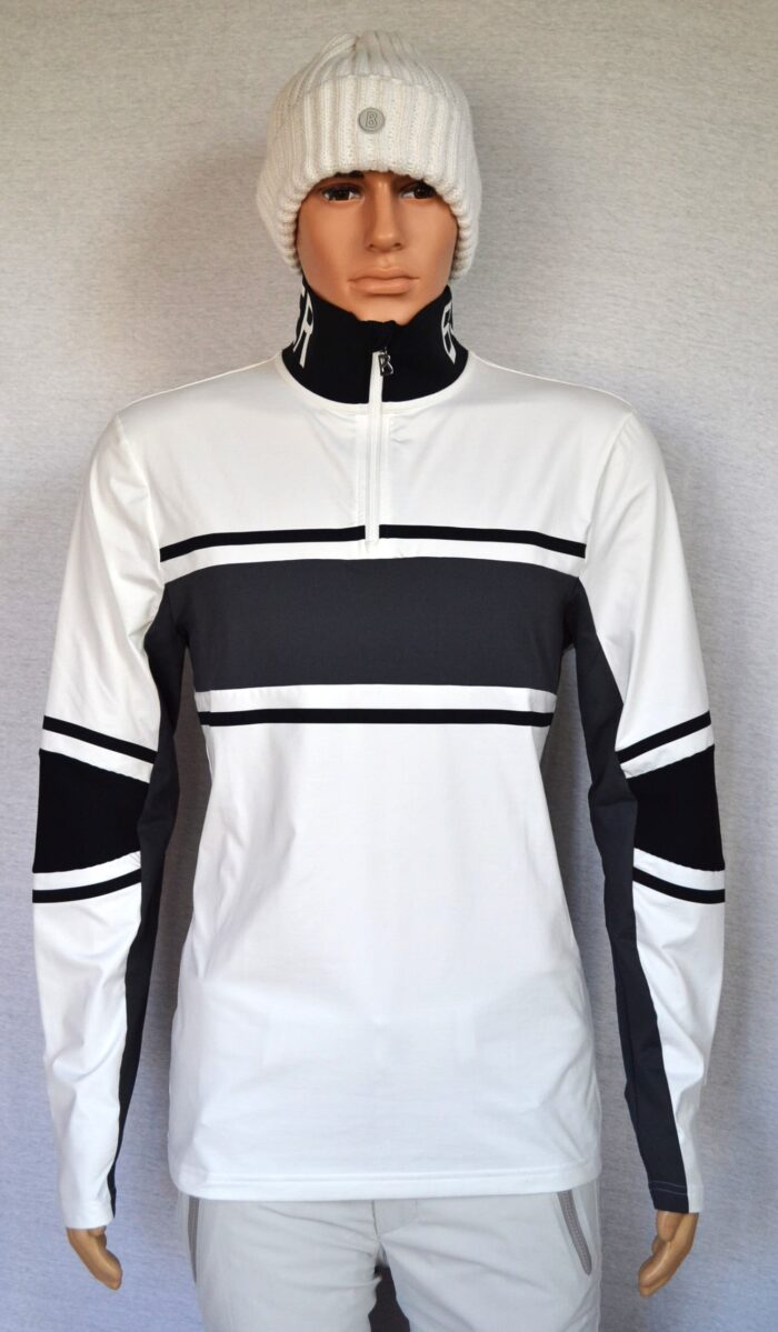 BOGNER ROBERTO HERREN SKI LONGSLEEVE FIRST LAYER STRETCH UNTERZIEHER WEIß-SCHWARZ Gr L 50 NEU – Bild 2