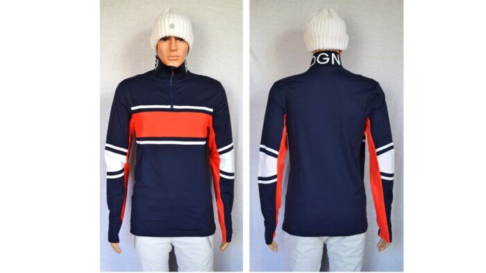 BOGNER ROBERTO HERREN SKI LONGSLEEVE FIRST LAYER STRETCH UNTERZIEHER BLAU-ROT Gr L 50 NEU