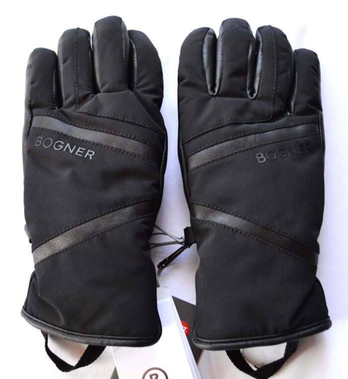 BOGNER HILLA DAMEN SKI HANDSCHUHE GLOVES TEILLEDER SCHWARZ Gr 7,5 M NEU