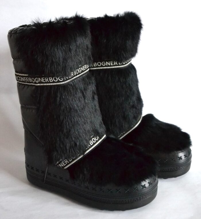 BOGNER LES ARCS DAMEN SCHNEEBOOTS FELL STIEFEL SNOW BOOTS SCHWARZ Gr S 37-38 NEU OVP