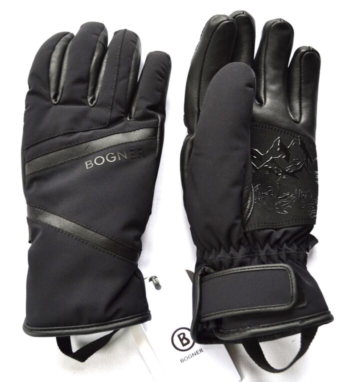 BOGNER HILLA DAMEN SKI HANDSCHUHE GLOVES TEILLEDER SCHWARZ Gr 7,5 M NEU