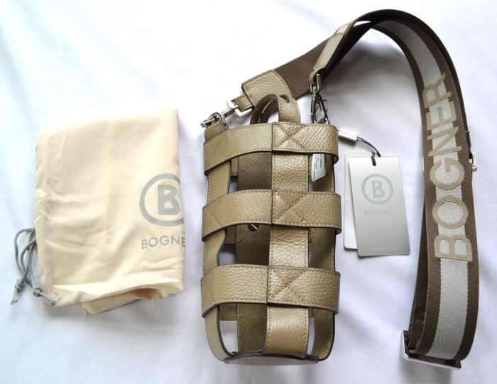 BOGNER LEDER UMHÄNGETASCHE BOTTLEBAG EDDA UNISEX FLASCHENTASCHE TASCHE MIT GURT BAG TAUPE NEU – Bild 2