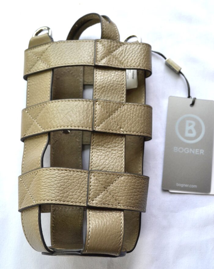 BOGNER LEDER UMHÄNGETASCHE BOTTLEBAG EDDA UNISEX FLASCHENTASCHE TASCHE MIT GURT BAG TAUPE NEU – Bild 6