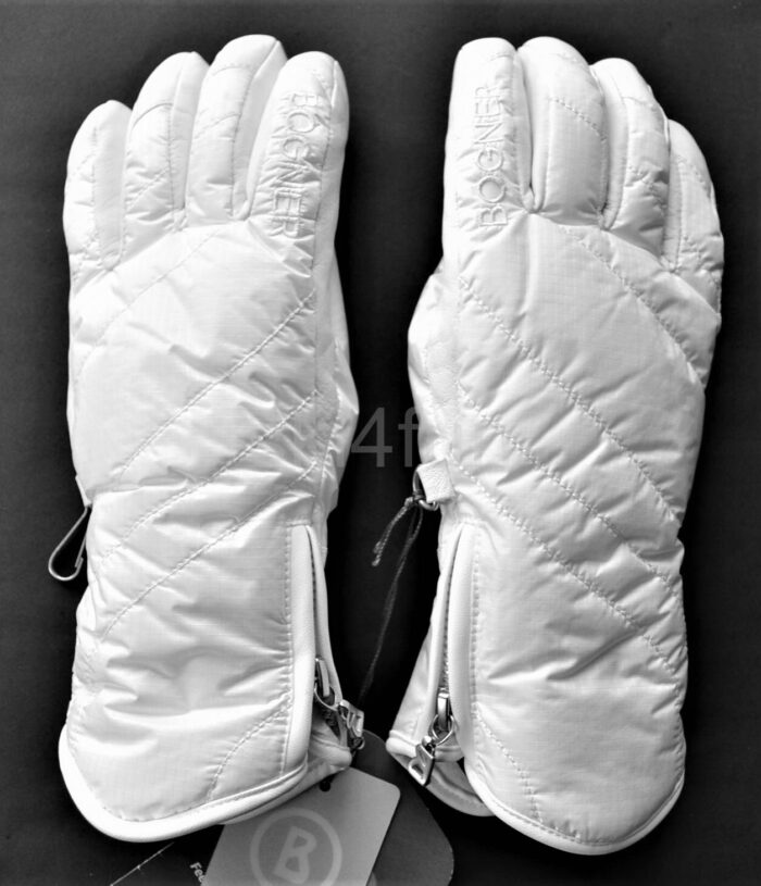 BOGNER DAMEN SKI HANDSCHUHE GLOVES TEILLEDER BENITA WEIß Gr 6,5 NEU