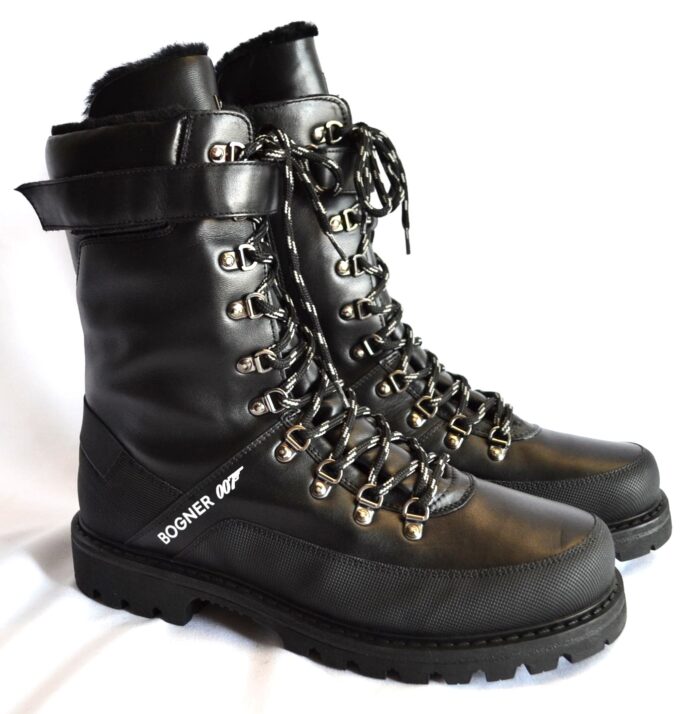 BOGNER 007 HELSINKI HERREN LEDER BOOTS MIT LAMMFELL FUTTER SCHWARZ Gr 44 NEU OVP