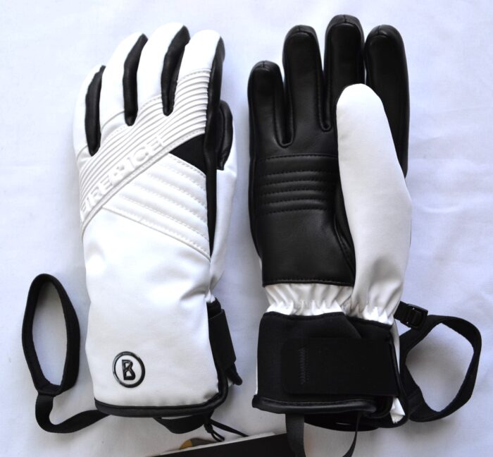 BOGNER INA FIRE+ICE DAMEN SKI HANDSCHUHE GLOVES 45% LEDER WEIß-SCHWARZ Gr 7 S NEU