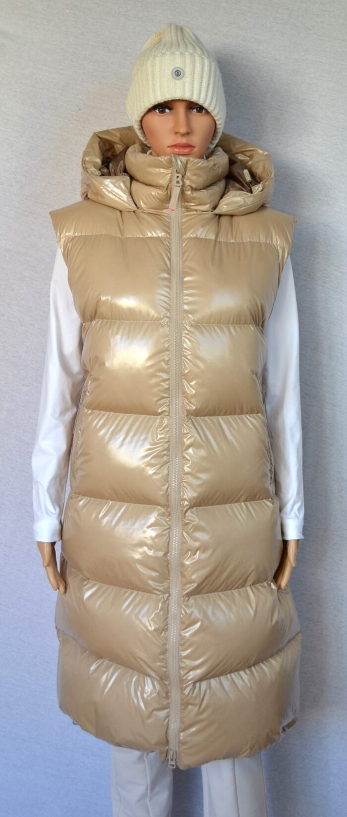 BOGNER ASTA FIRE+ICE 2 IN 1 DAMEN DAUNENMANTEL WESTE OVERSIZE BEIGE SHINY Gr 36 (38-40) NEU – Bild 8