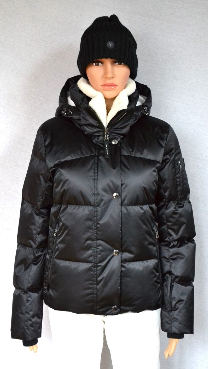 BOGNER DAMEN DAUNEN SKIJACKE SCHWARZ SHINY MIT FELLKRAGEN Gr 38 M NEU – Bild 2