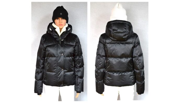 BOGNER DAMEN DAUNEN SKIJACKE SCHWARZ SHINY MIT FELLKRAGEN Gr 38 M NEU