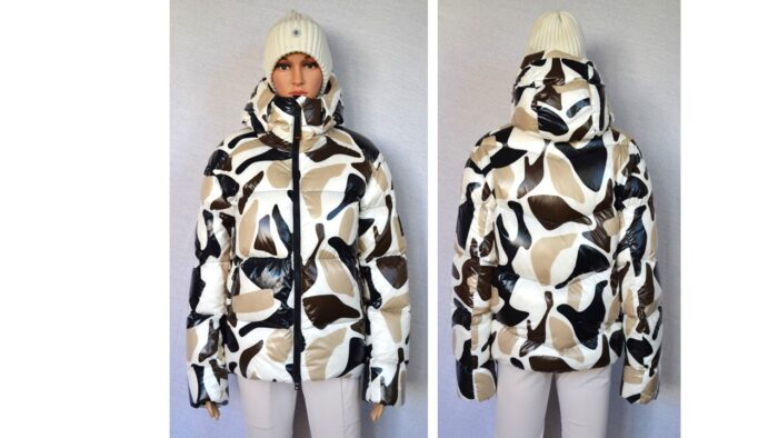 BOGNER VALLY FIRE+ICE DAMEN DAUNEN JACKE OVERSIZE BEIGE-SCHWARZ PRINT Gr 36 (38-40) NEU