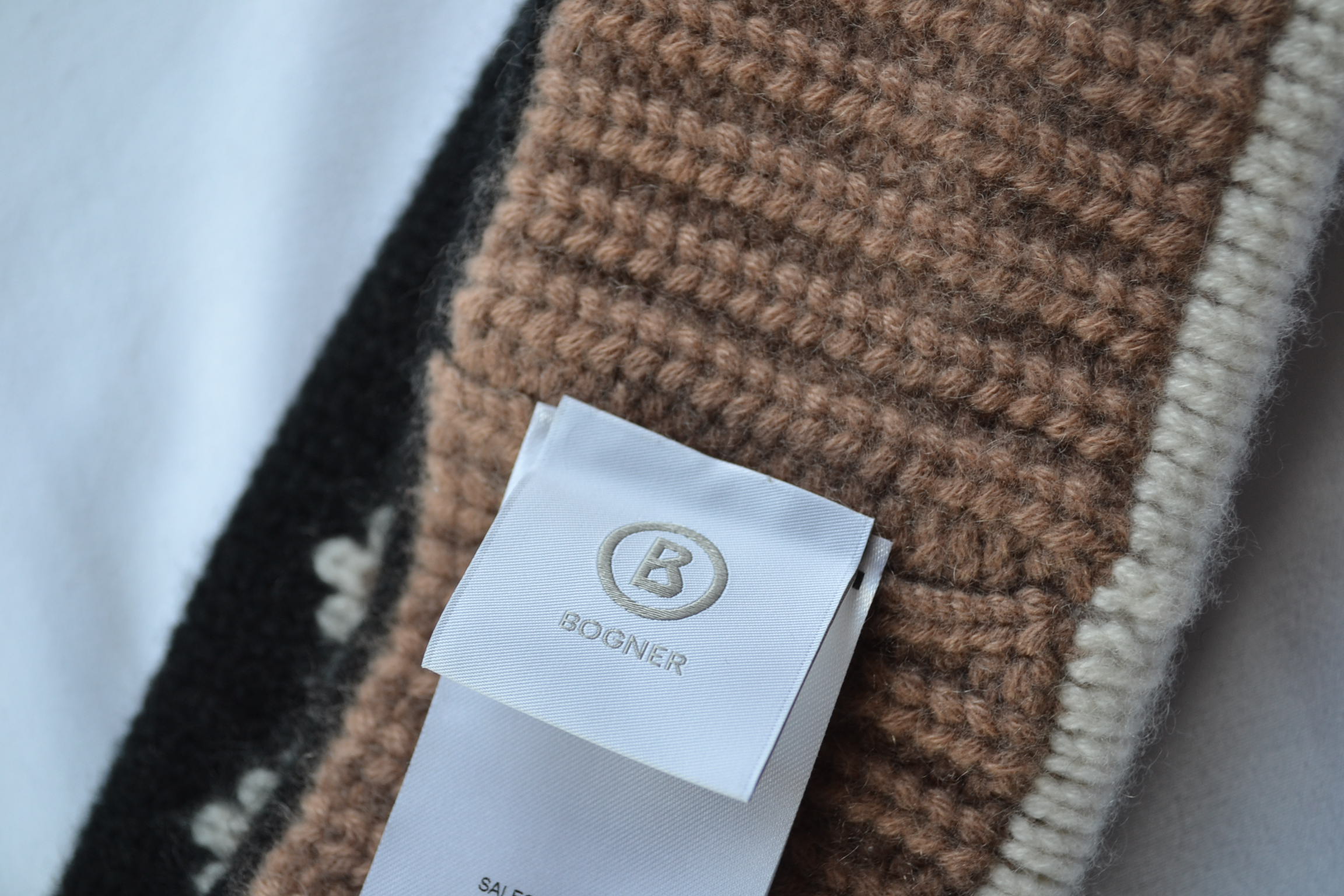 BOGNER LOCA 100% KASCHMIR DAMEN STIRNBAND BEIGE-SCHWARZ NEU – Bild 6