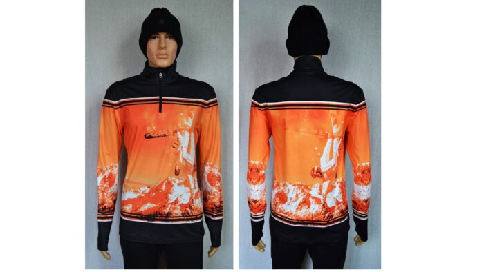 BOGNER VERTI HERREN SKI LONGSLEEVE FIRST LAYER STRETCH UNTERZIEHER ORANGE-SCHWARZ MUSTER Gr L NEU