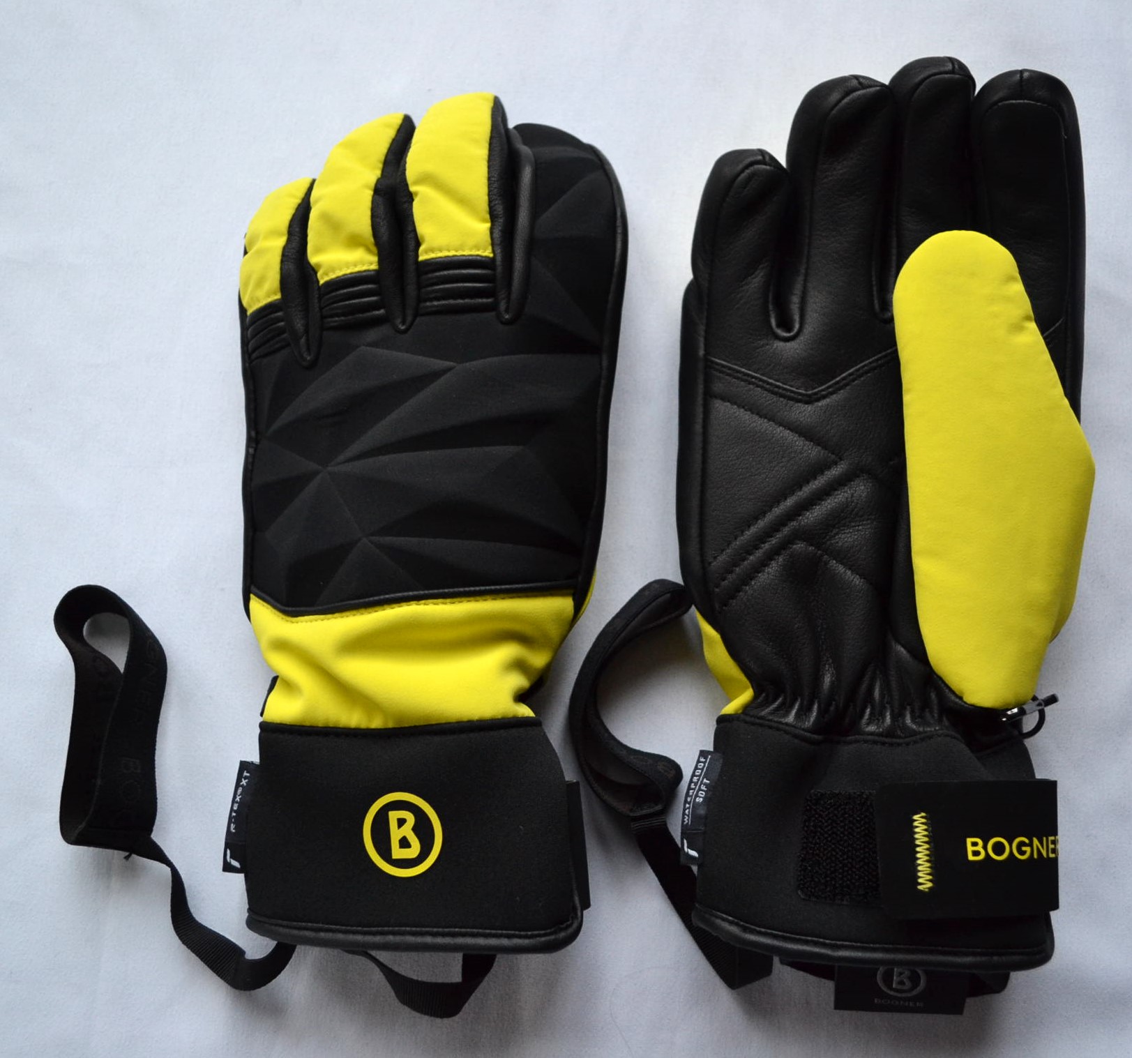 BOGNER NEO HERREN SKI HANDSCHUHE GLOVES TEILLEDER GELB-SCHWARZ Gr ML NEU – Bild 3