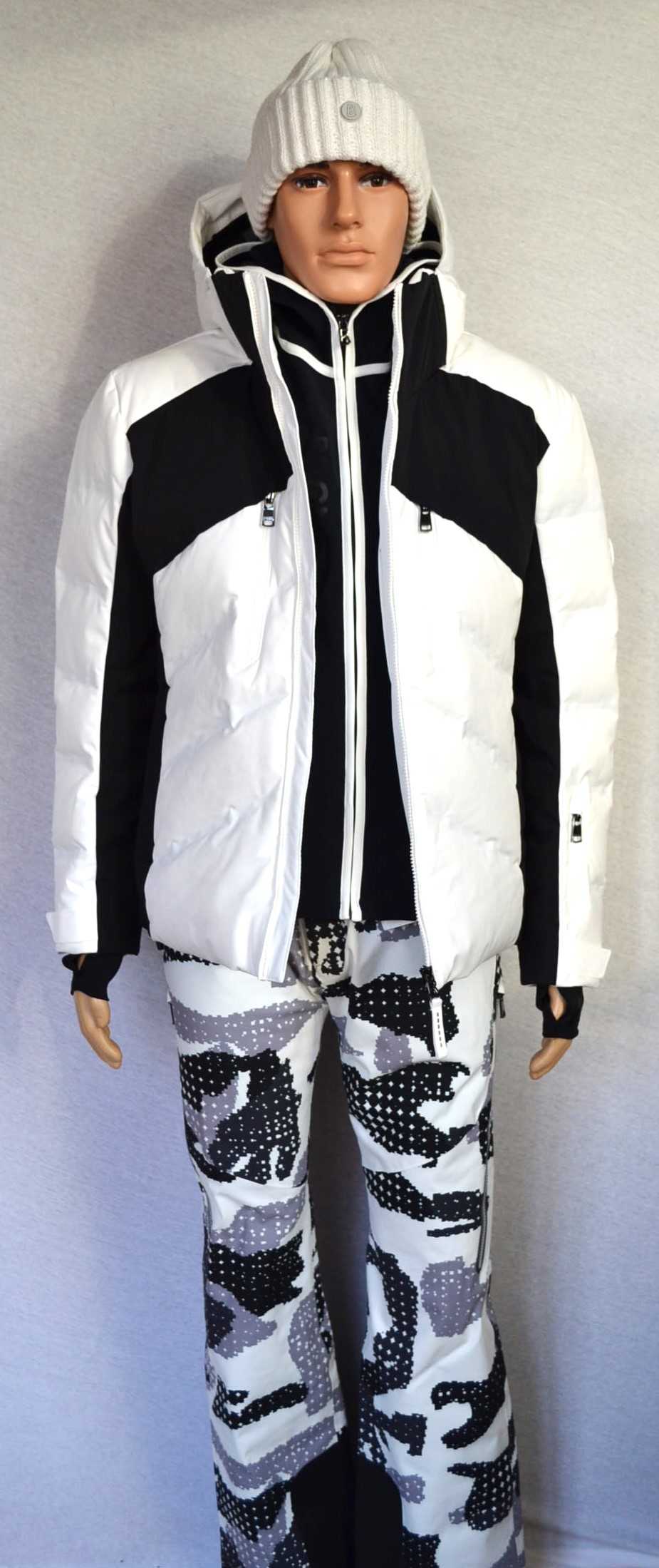 BOGNER JERVIS HERREN DAUNEN SKIJACKE SCHWARZ-WEIß STRETCH Gr 48 52 M XL NEU – Bild 2