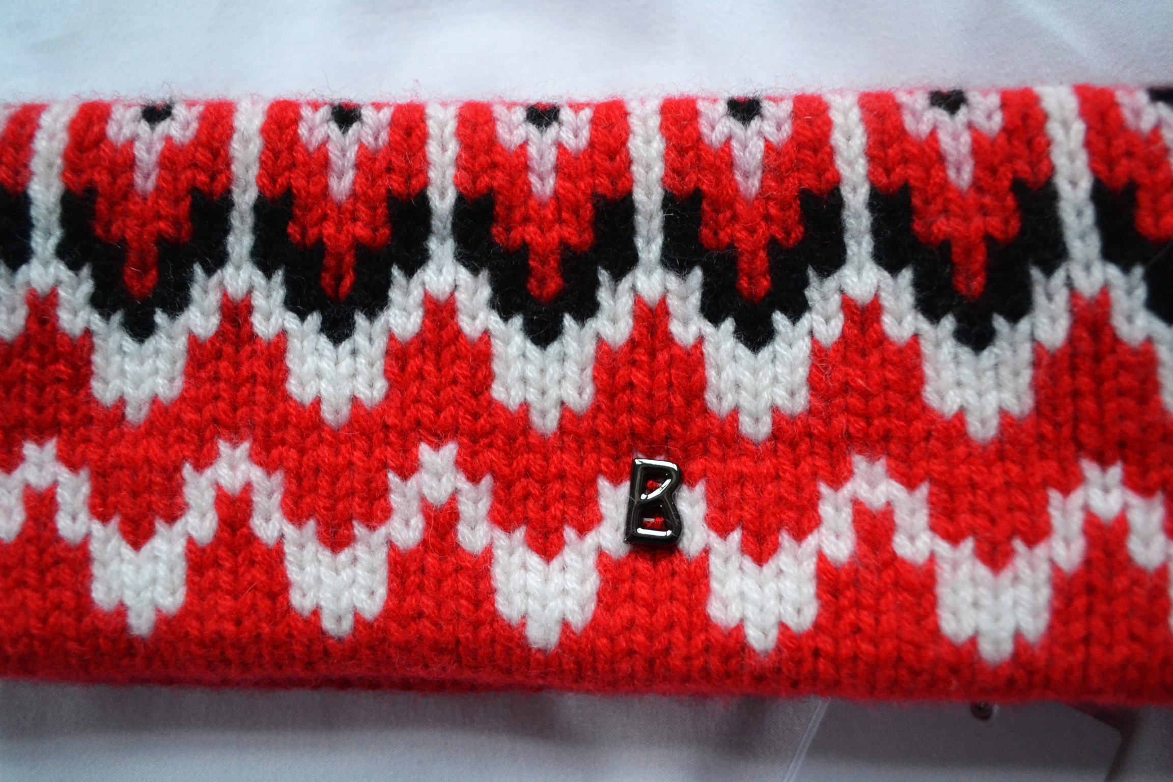BOGNER LOCA 100% KASCHMIR DAMEN STIRNBAND ROT-WEIß LOGO NEU – Bild 2