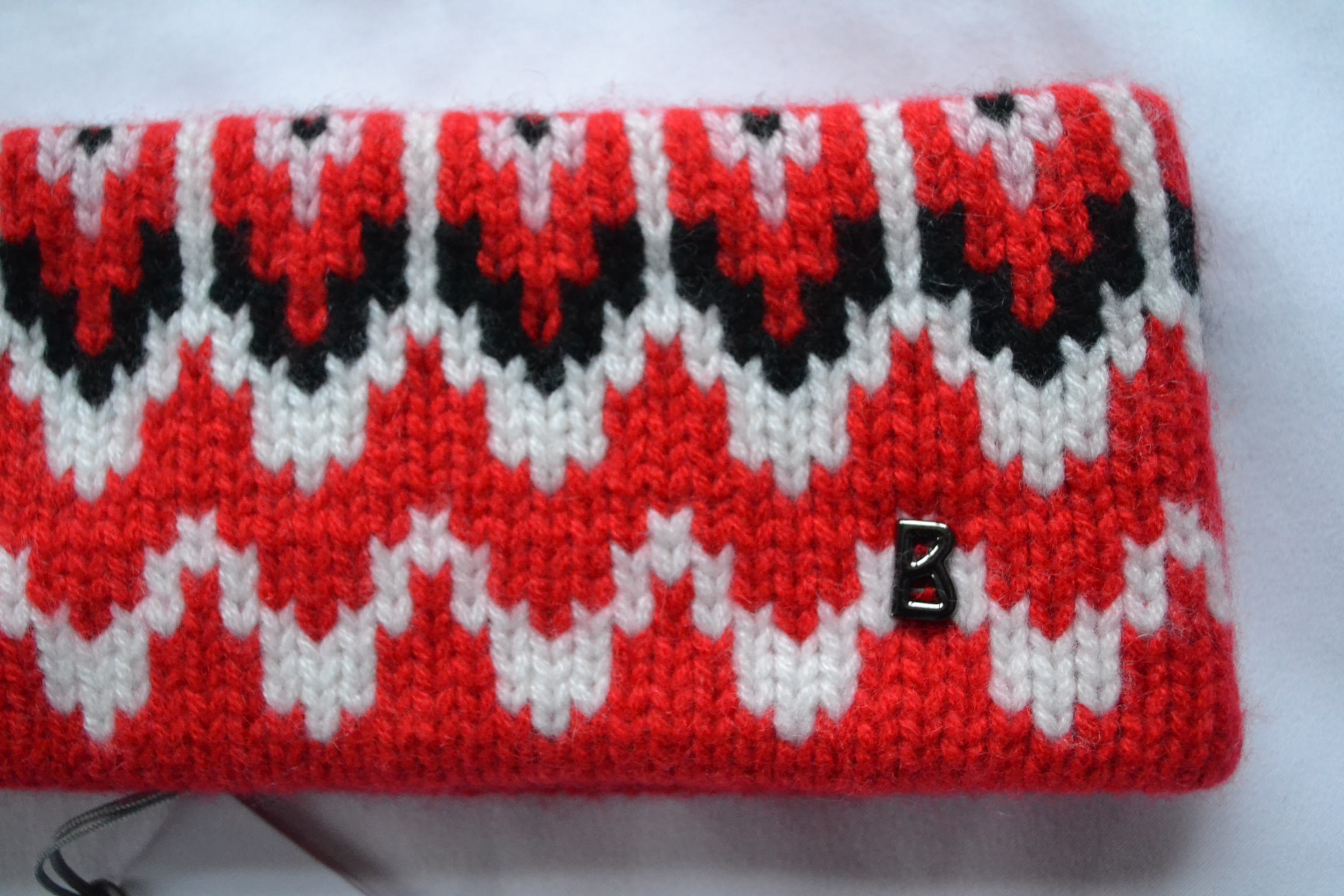 BOGNER LOCA 100% KASCHMIR DAMEN STIRNBAND ROT-WEIß LOGO NEU – Bild 6