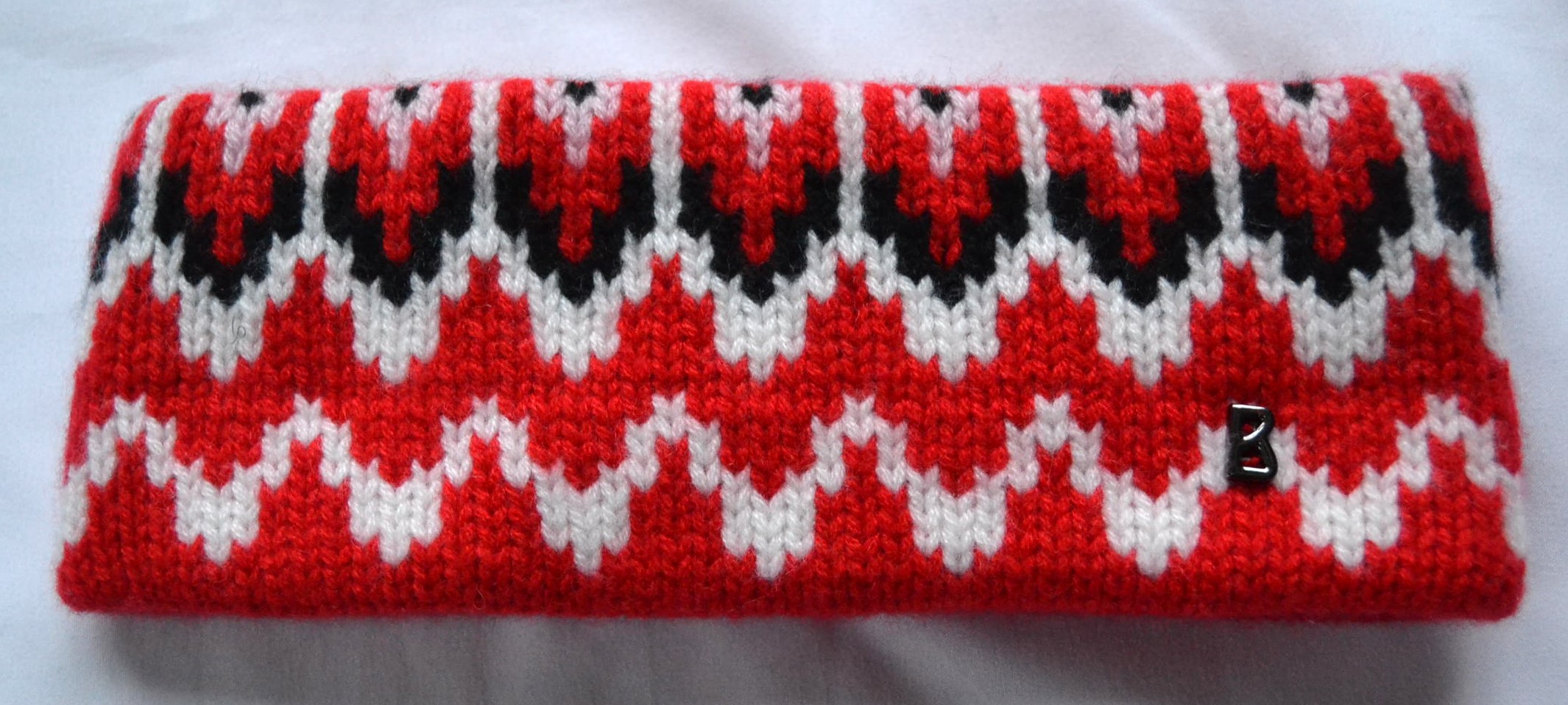 BOGNER LOCA 100% KASCHMIR DAMEN STIRNBAND ROT-WEIß LOGO NEU – Bild 7