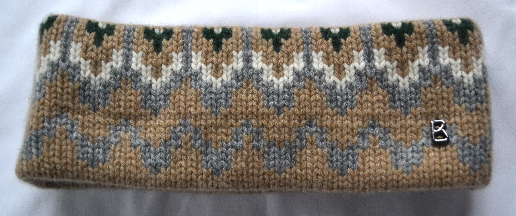 BOGNER LOCA 100% KASCHMIR DAMEN STIRNBAND BEIGE-WEIß-GRAU-OLIV LOGO NEU – Bild 3