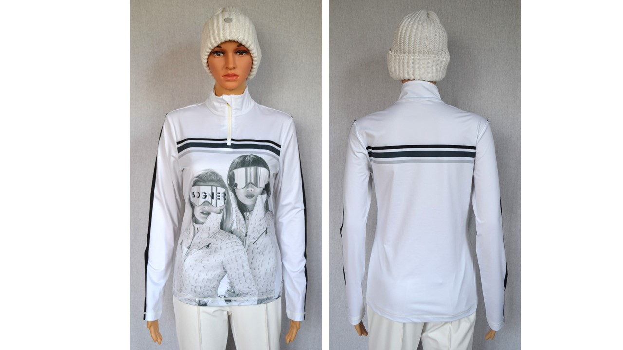BOGNER DAMEN BELINE SKI LONGSLEEVE FIRST LAYER STRETCH UNTERZIEHER MUSTER Gr 36 S NEU
