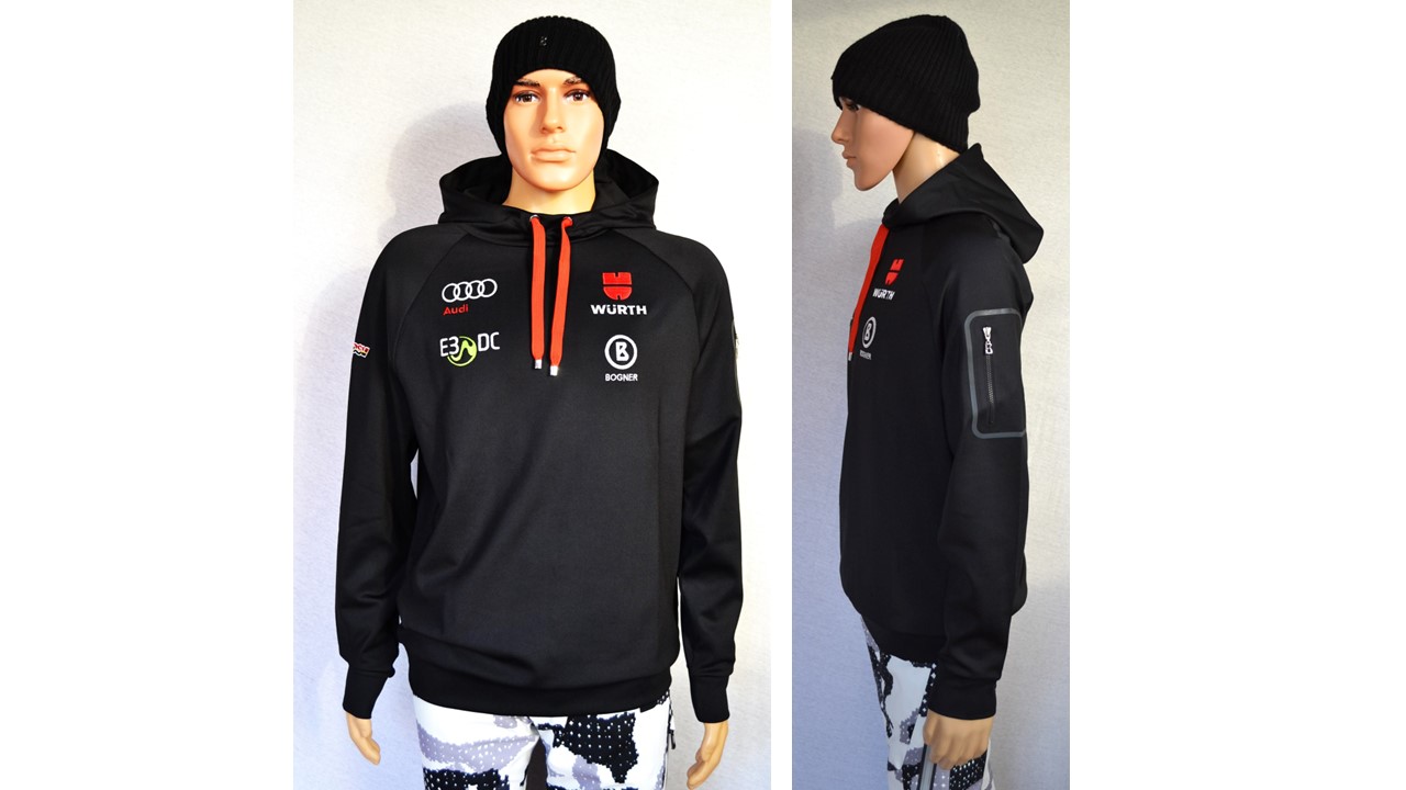 BOGNER DSV TEAM GERMANY HERREN SKI HOODIE SWEATSHIRT MIT KAPUZE SCHWARZ Gr M L NEU