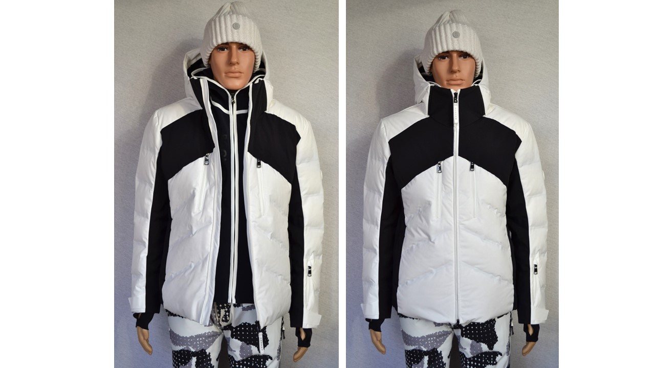 BOGNER JERVIS HERREN DAUNEN SKIJACKE SCHWARZ-WEIß STRETCH Gr 48 52 M XL NEU