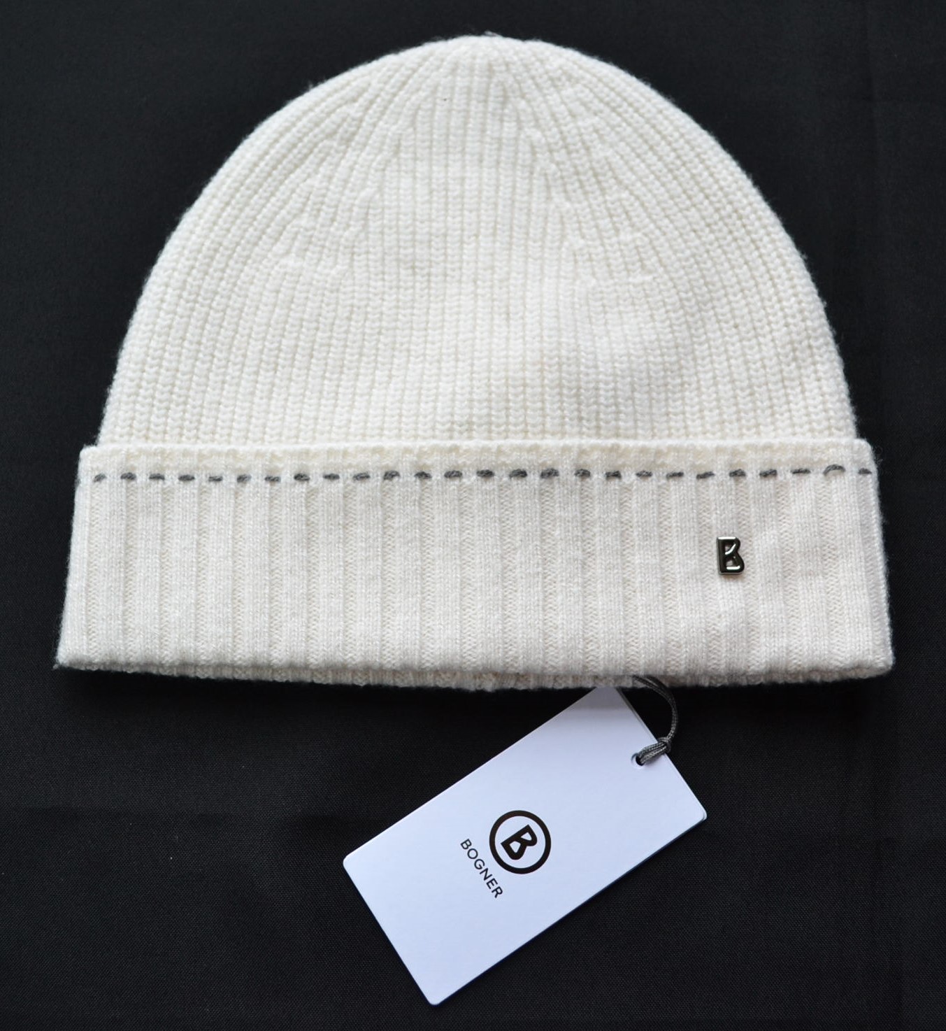 BOGNER MOULAN DAMEN HERREN MÜTZE 100% WOLLE WOLLMÜTZE WEIß LOGO NEU – Bild 2