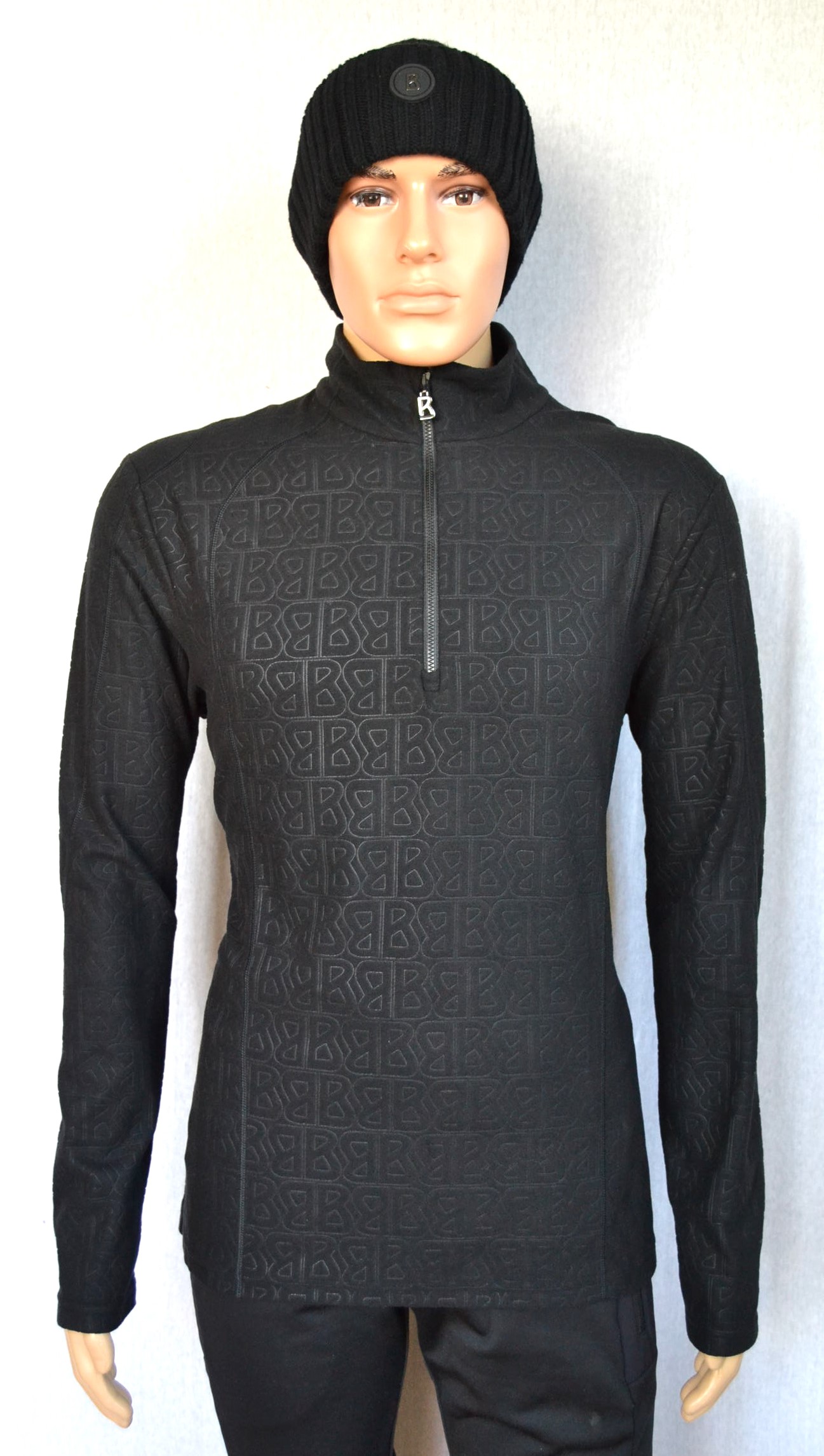 BOGNER HARRY HERREN SKI FLEECE LONGSLEEVE FIRST LAYER UNTERZIEHER SCHWARZ LOGO PRINT Gr L 50 NEU – Bild 2