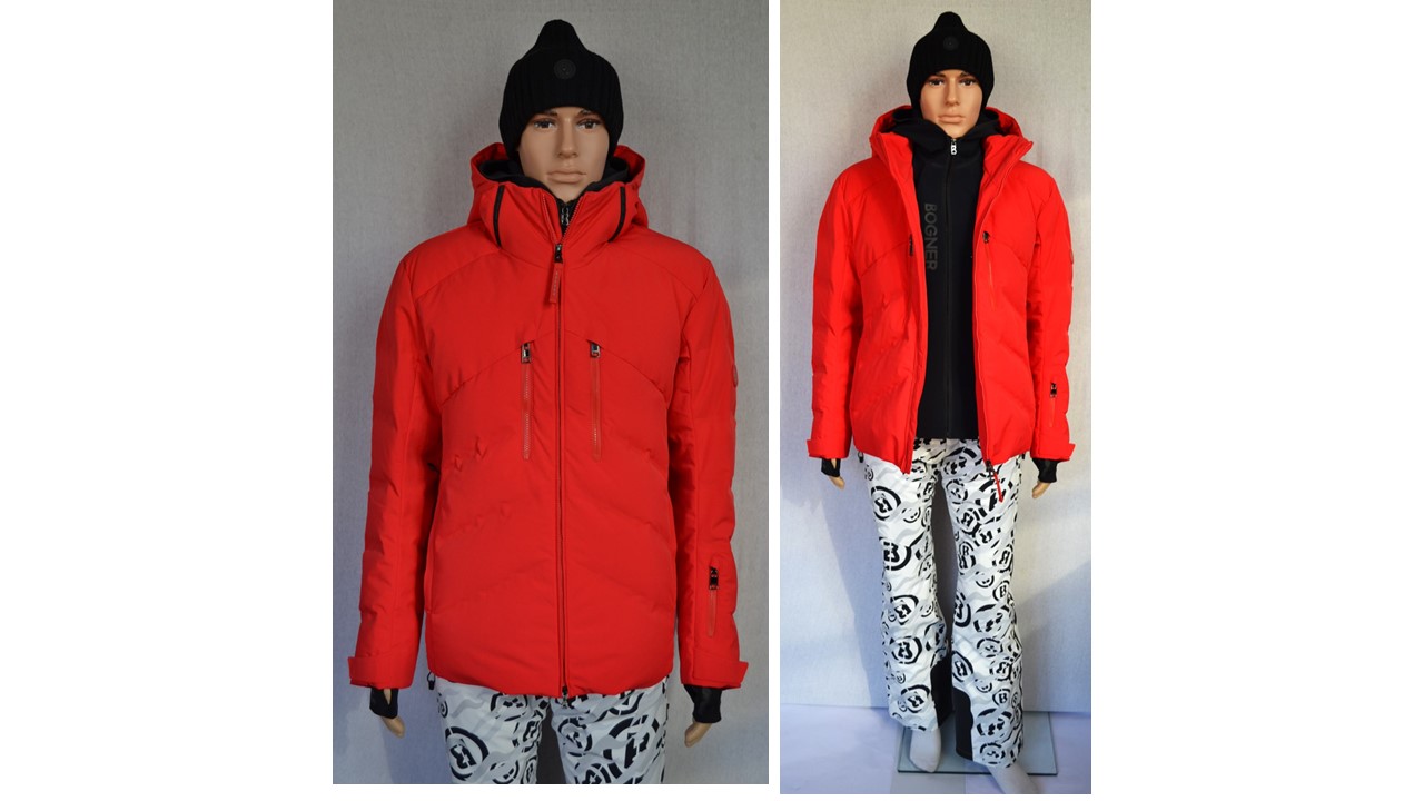 BOGNER JERVIS HERREN DAUNEN SKIJACKE ROT MIT TRENNBAREN MITTEL INLAYER IN SCHWARZ Gr 50 L NEU