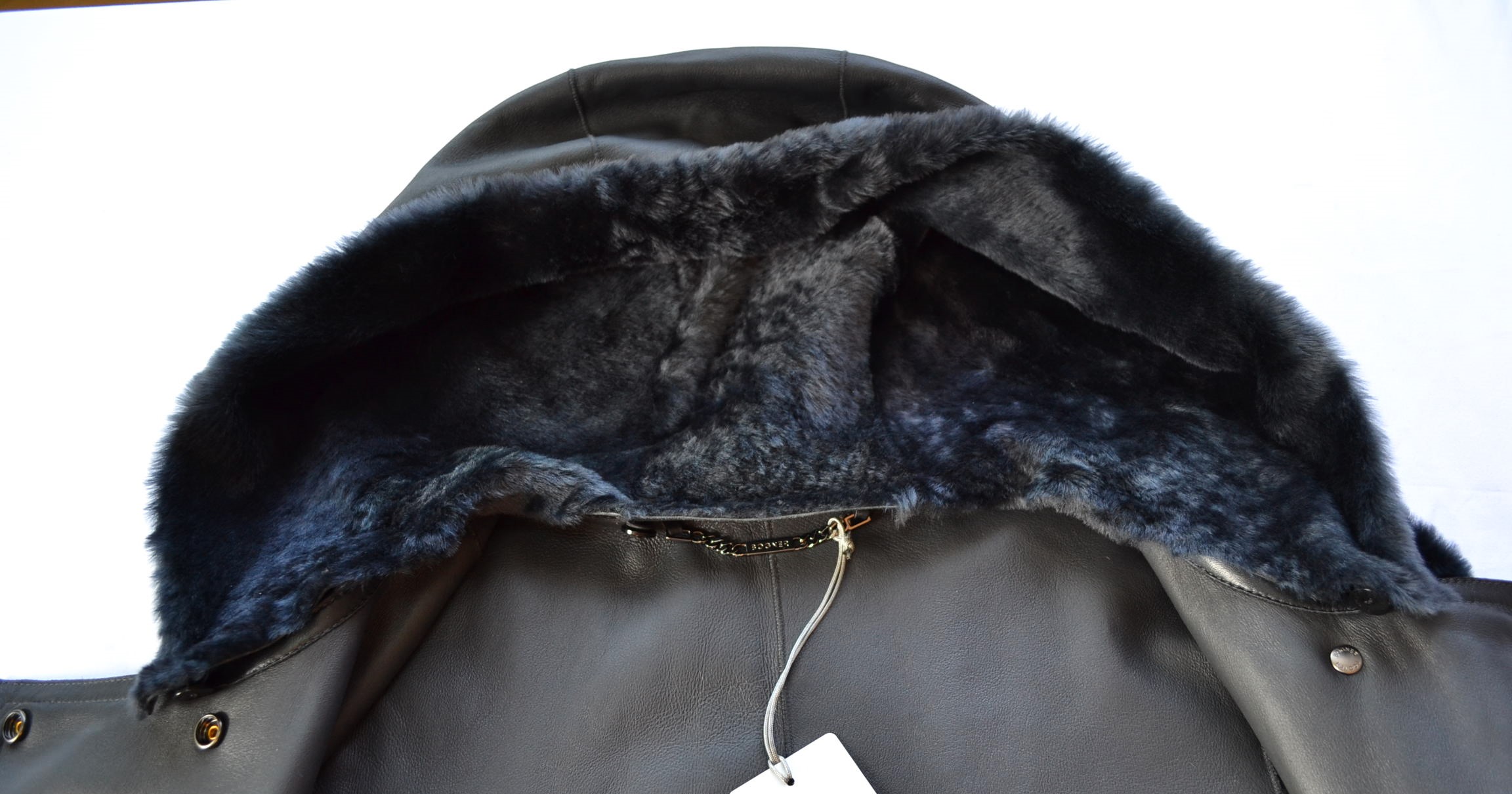 BOGNER PEYTON DAMEN LANGE LAMMFELLMANTEL LAMMFELL / LEDER MANTEL MIT GÜRTEL DARK GREY WOMEN Gr 36 - 38 S-MNEU – Bild 10