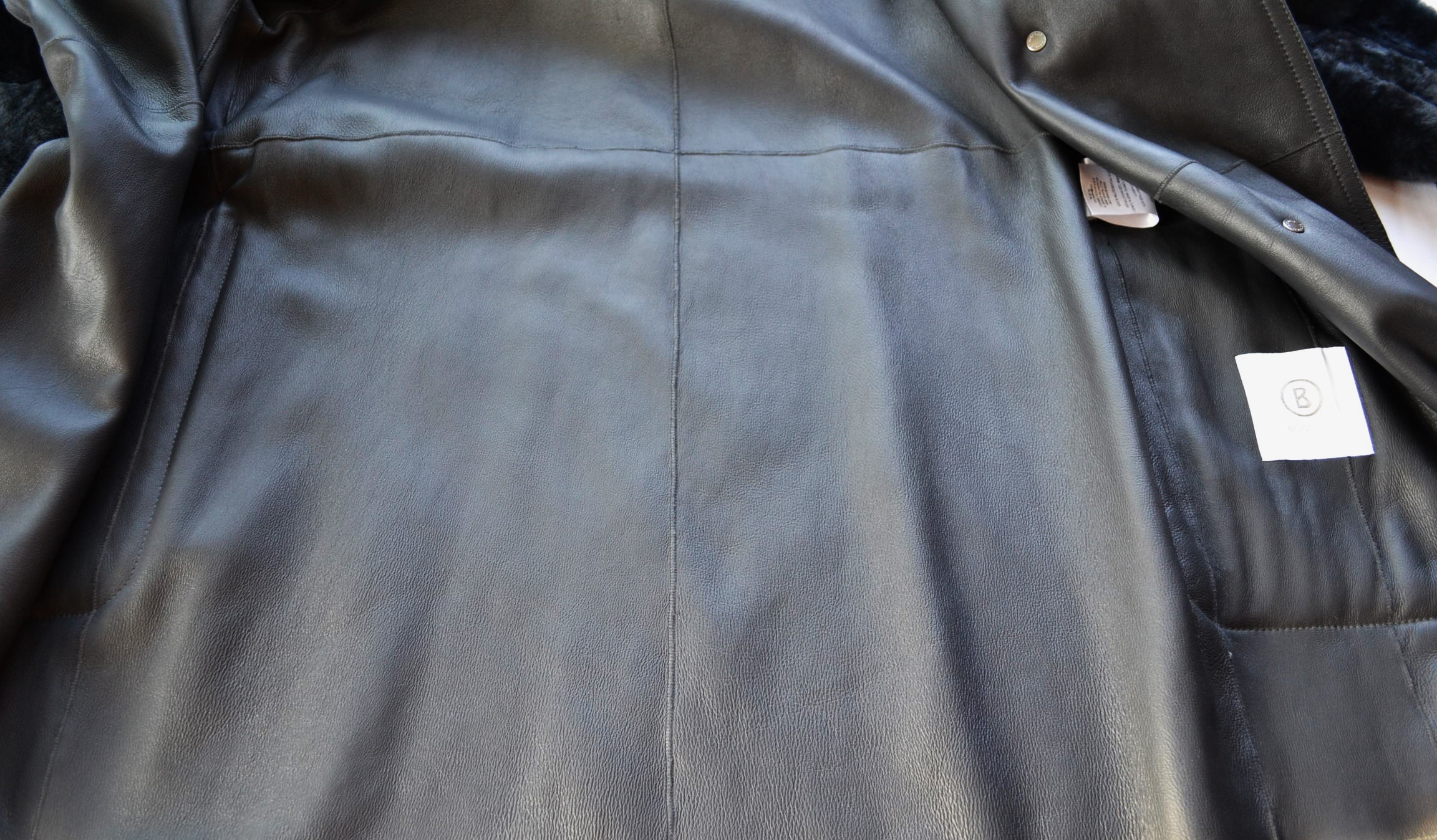 BOGNER PEYTON DAMEN LANGE LAMMFELLMANTEL LAMMFELL / LEDER MANTEL MIT GÜRTEL DARK GREY WOMEN Gr 36 - 38 S-MNEU – Bild 13