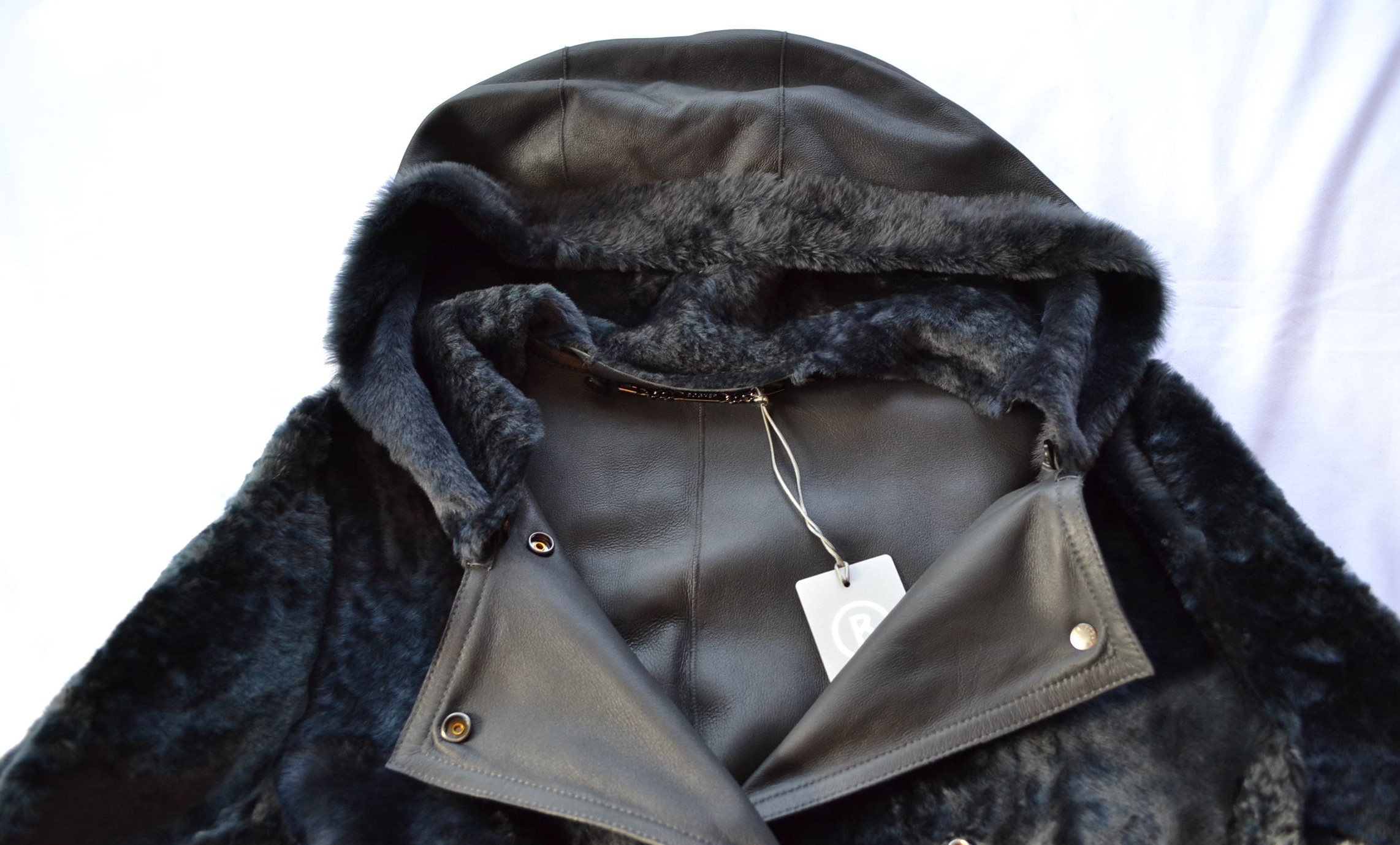 BOGNER PEYTON DAMEN LANGE LAMMFELLMANTEL LAMMFELL / LEDER MANTEL MIT GÜRTEL DARK GREY WOMEN Gr 36 - 38 S-MNEU – Bild 18