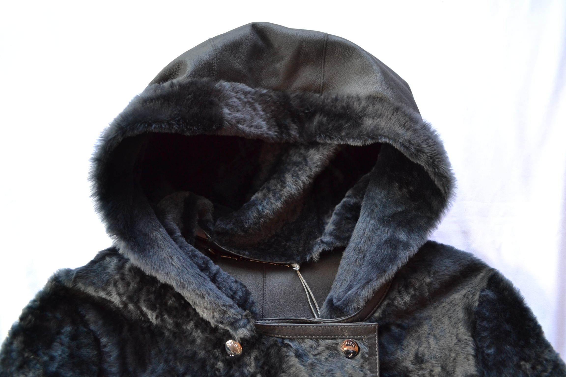 BOGNER PEYTON DAMEN LANGE LAMMFELLMANTEL LAMMFELL / LEDER MANTEL MIT GÜRTEL DARK GREY WOMEN Gr 36 - 38 S-MNEU – Bild 19