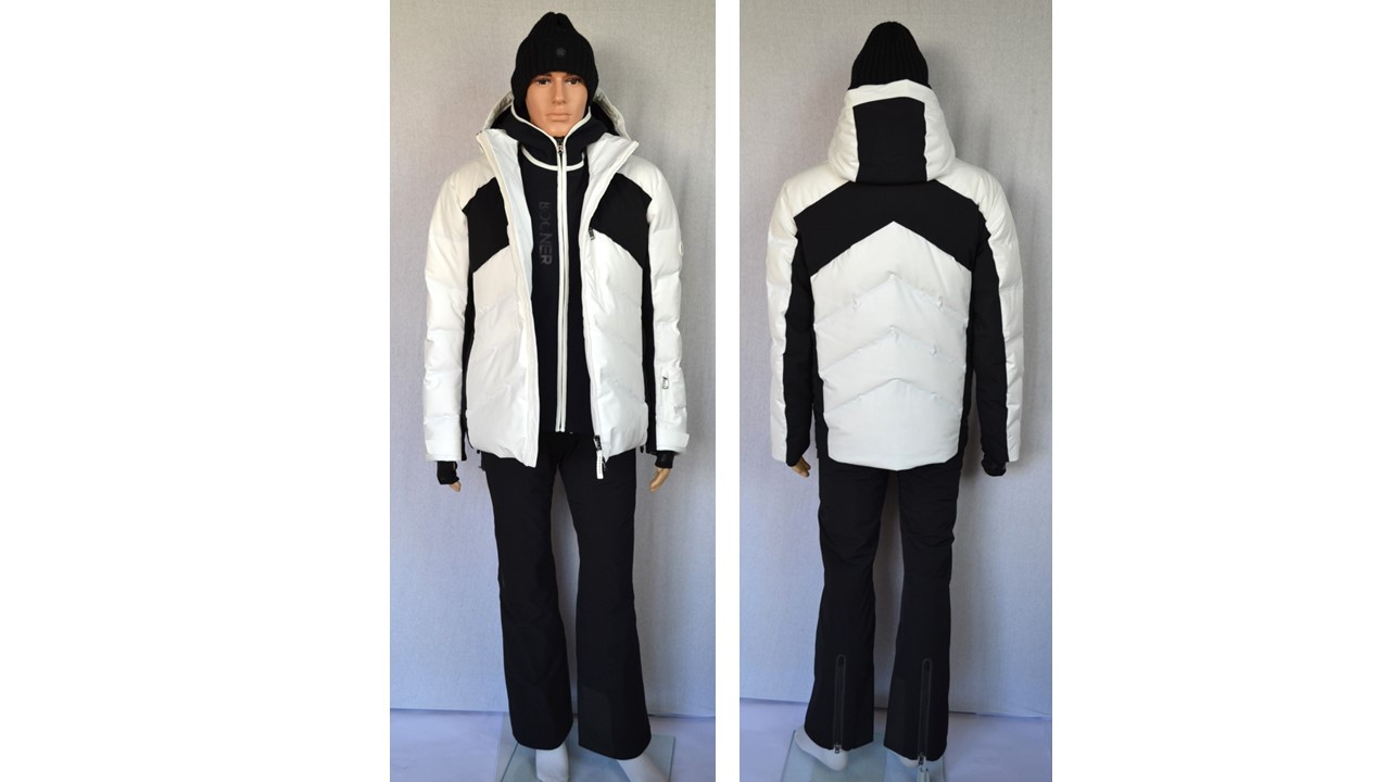 BOGNER HERREN SET SKIANZUG JERVIS DAUNEN SKIJACKE SCHWARZ-WEIß MIT TRENNBAREN INLAYER + SKIHOSE TIM SCHWARZ Gr 50 52 L XL NEU