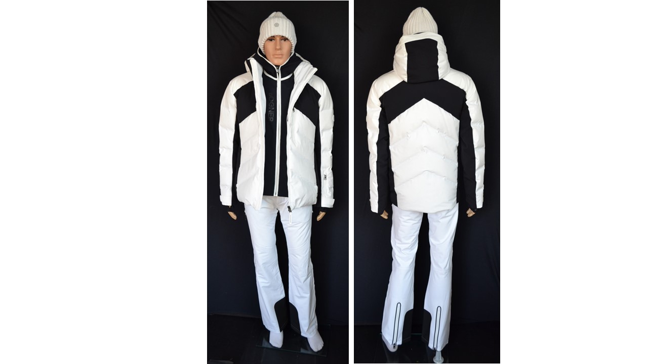 BOGNER HERREN SET SKIANZUG JERVIS DAUNEN SKIJACKE SCHWARZ-WEIß MIT TRENNBAREN INLAYER + SKIHOSE TIM 4 WEIß Gr 50 52 L XL NEU