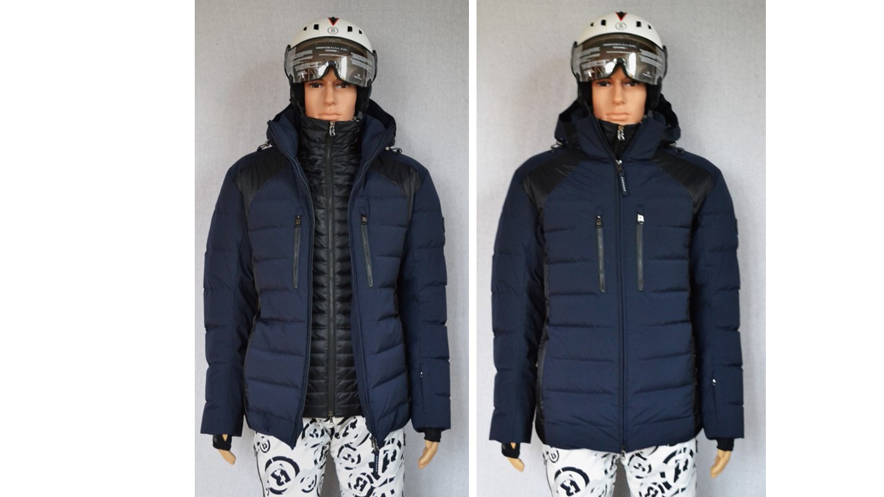 BOGNER TINUS D HERREN DAUNEN SKIJACKE DUNEKLBLAU SCHWARZ MIT INLAYER Gr 50 L NEU