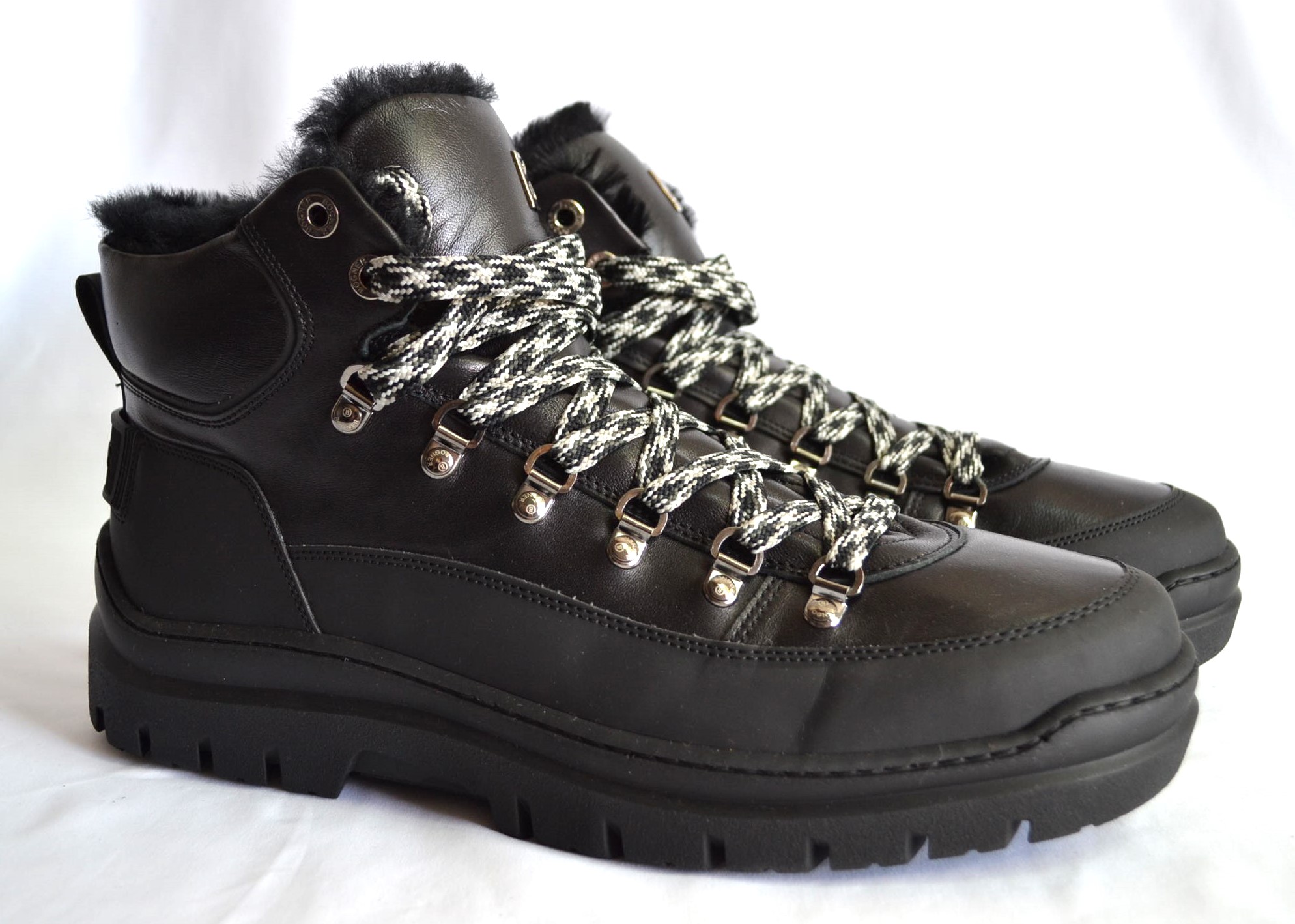 BOGNER HERREN BANSKO LEDER BOOTS SCHWARZ MIT LAMMFELL FUTTER UND SPIKES Gr 44 45 NEU OVP – Bild 12