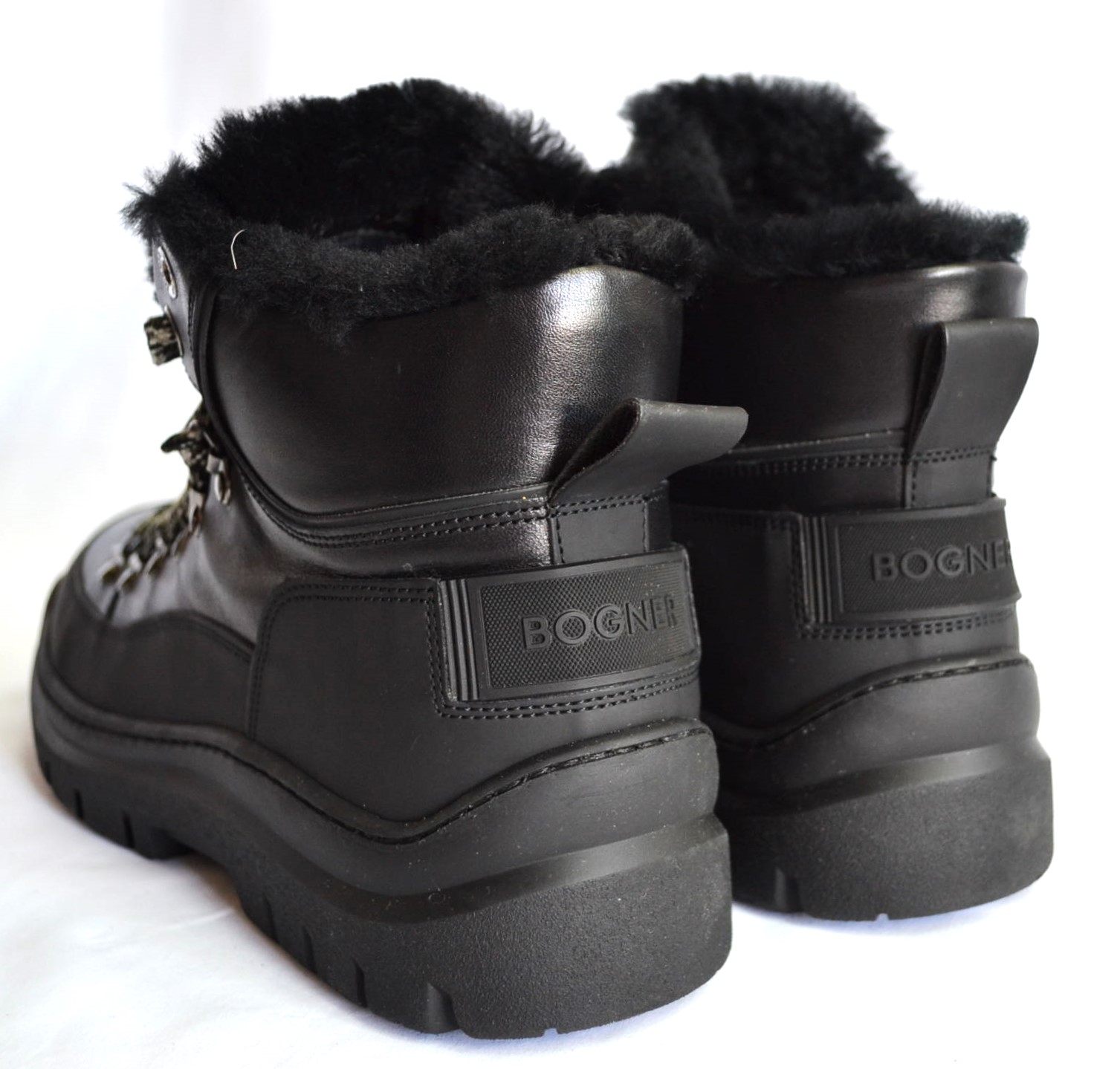 BOGNER HERREN BANSKO LEDER BOOTS SCHWARZ MIT LAMMFELL FUTTER UND SPIKES Gr 44 45 NEU OVP – Bild 9
