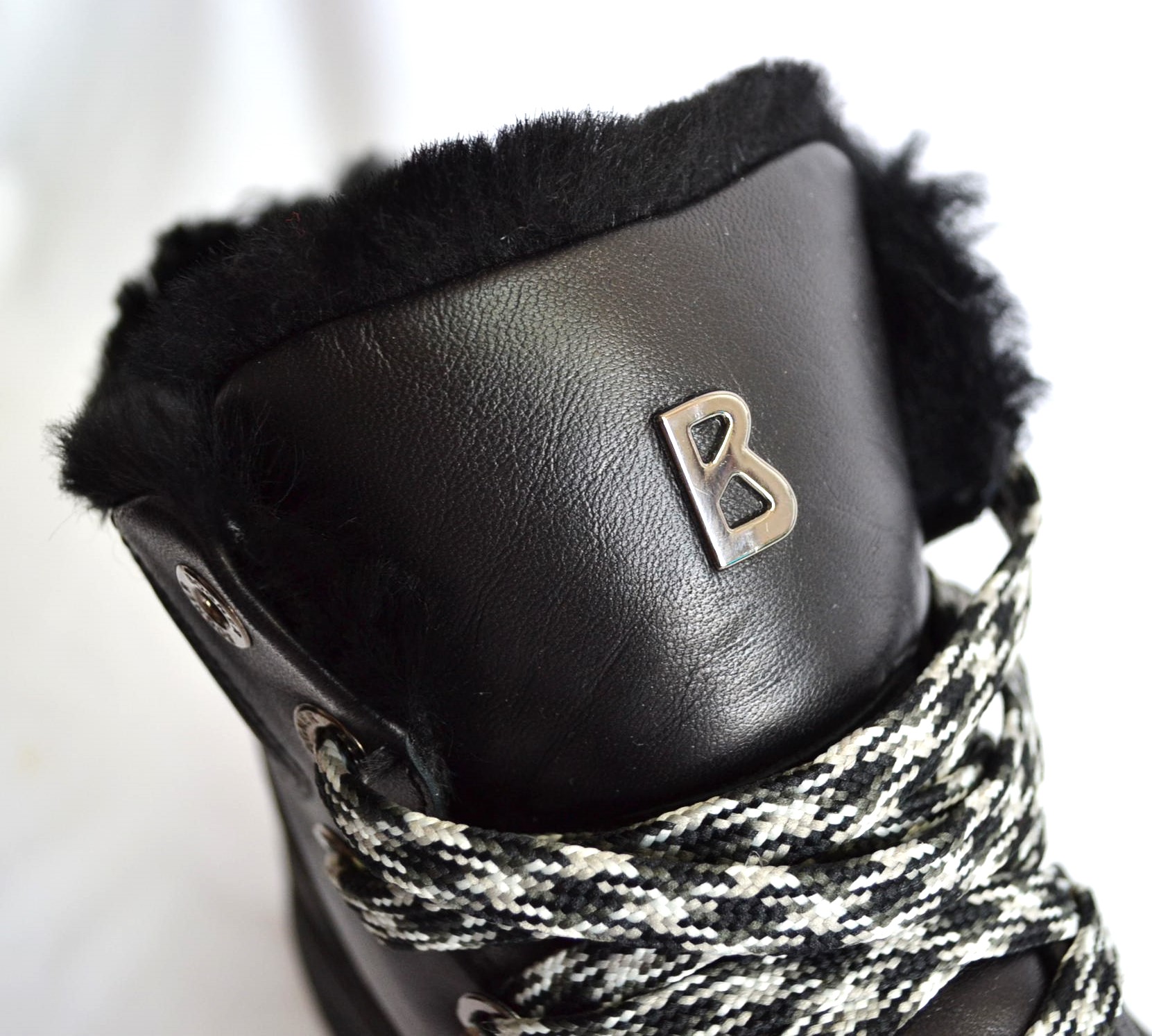 BOGNER HERREN BANSKO LEDER BOOTS SCHWARZ MIT LAMMFELL FUTTER UND SPIKES Gr 44 45 NEU OVP – Bild 3