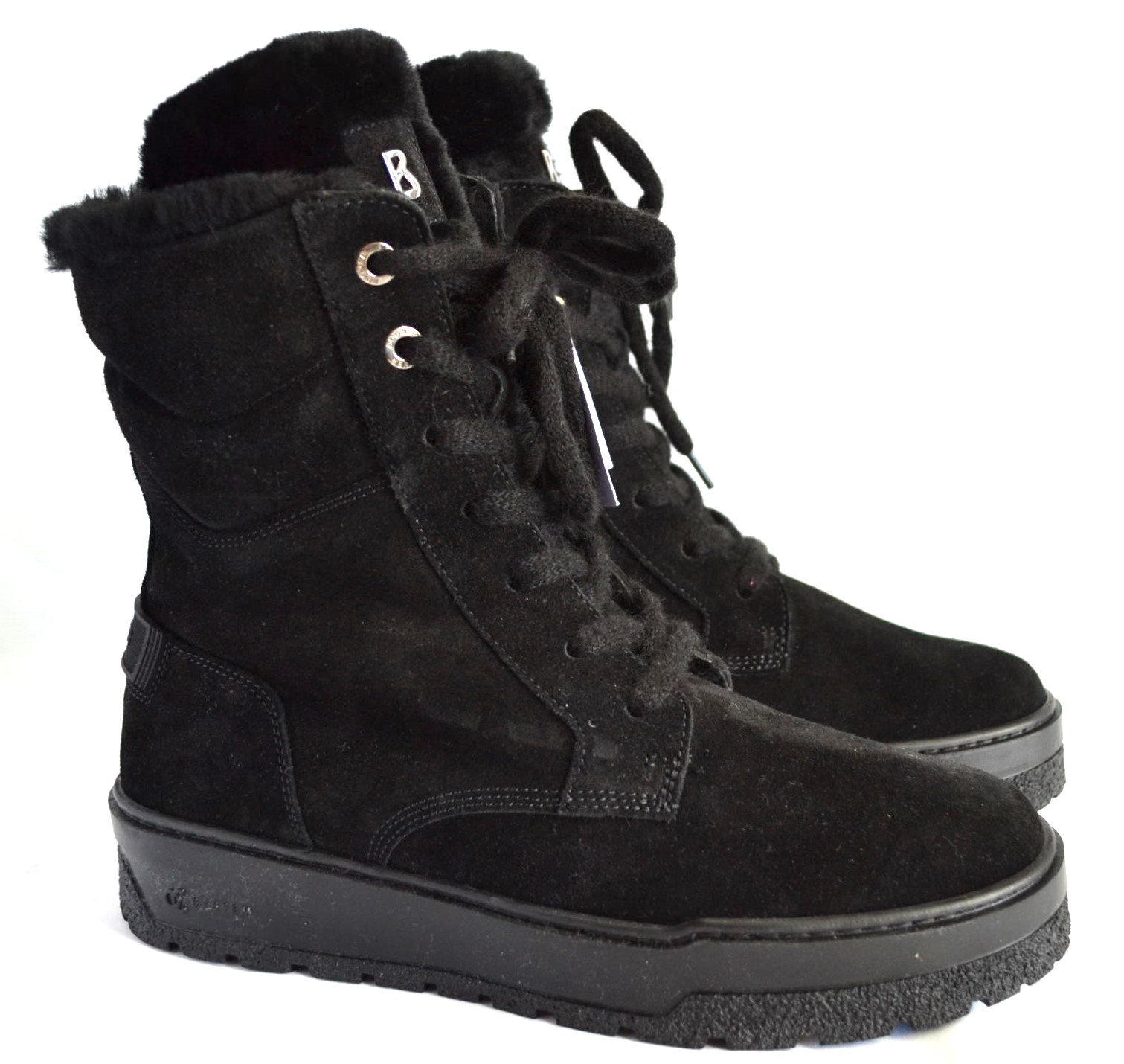 BOGNER CALGARY DAMEN WILDLEDER LAMMFELL STIEFEL MIT SPIKES SCHWARZ Gr 41 NEU