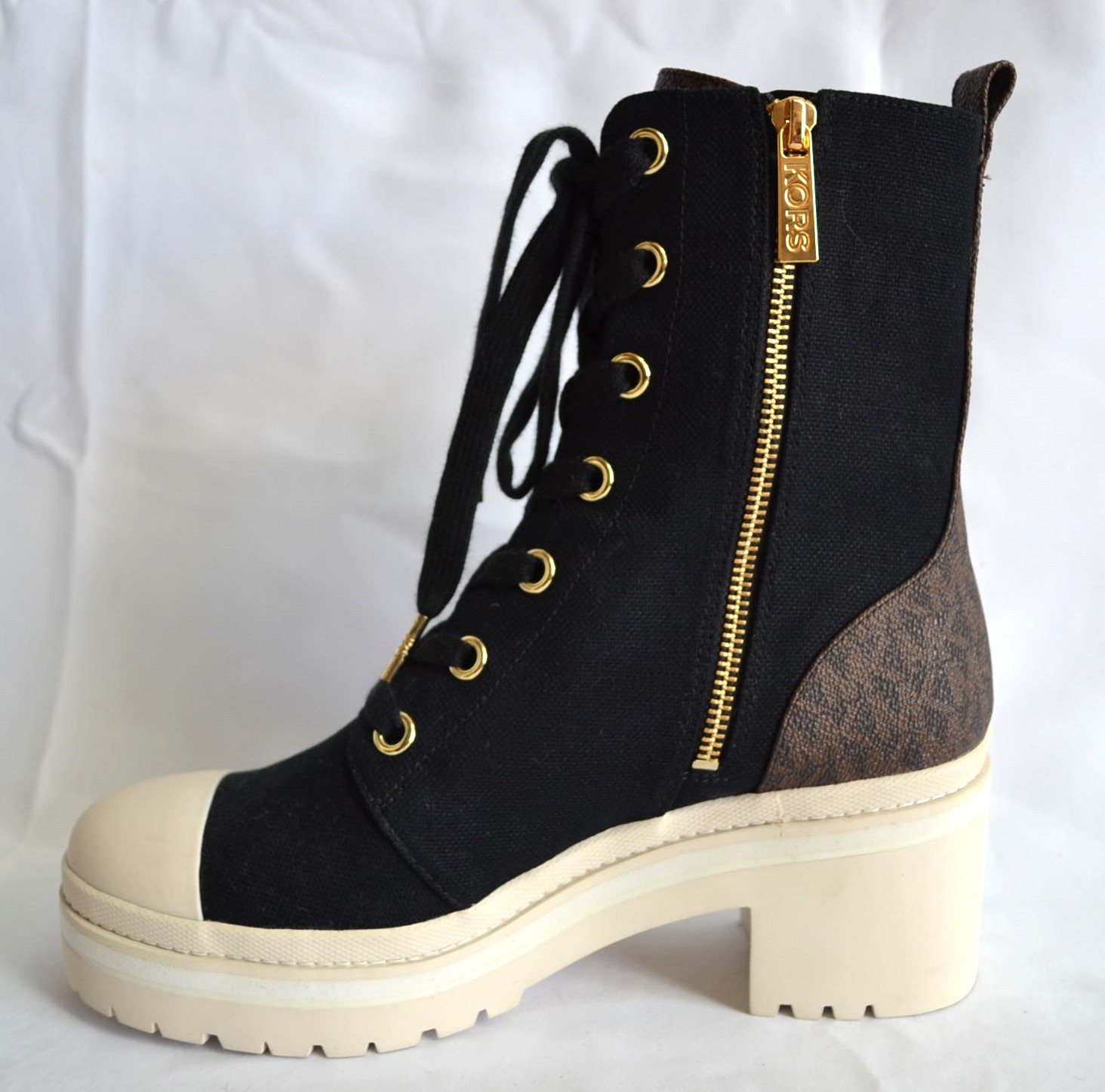 MICHAEL KORS DAMEN BOOTS STIEFEL DENIM LOGO LEDER SCHWARZ WEIß Gr 38,5 8M NEU – Bild 6
