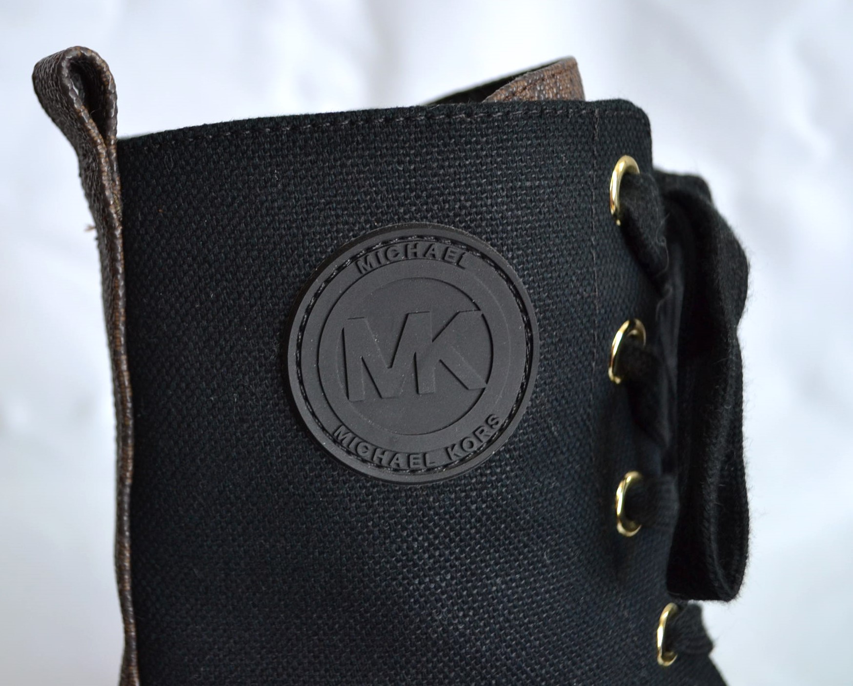 MICHAEL KORS DAMEN BOOTS STIEFEL DENIM LOGO LEDER SCHWARZ WEIß Gr 38,5 8M NEU – Bild 9